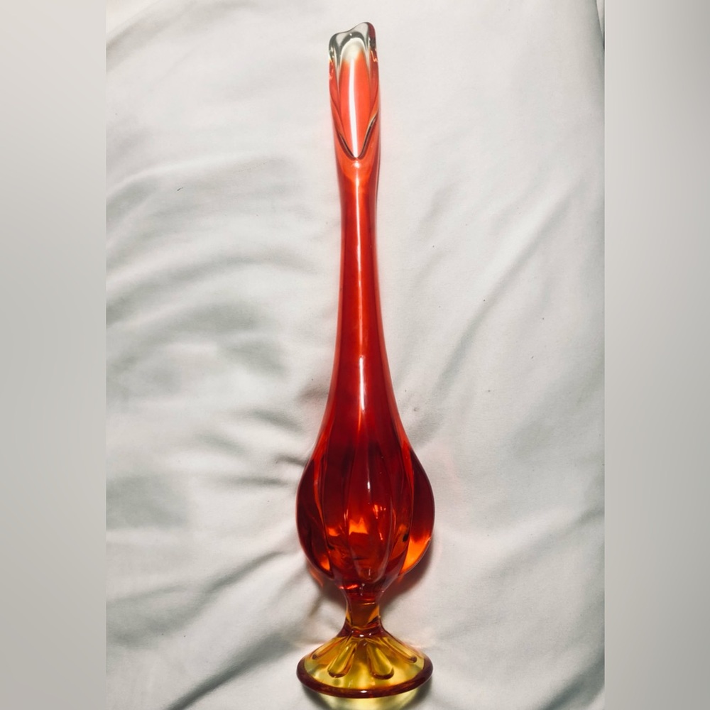 Vintage Viking Amberina Swung Glass Vase